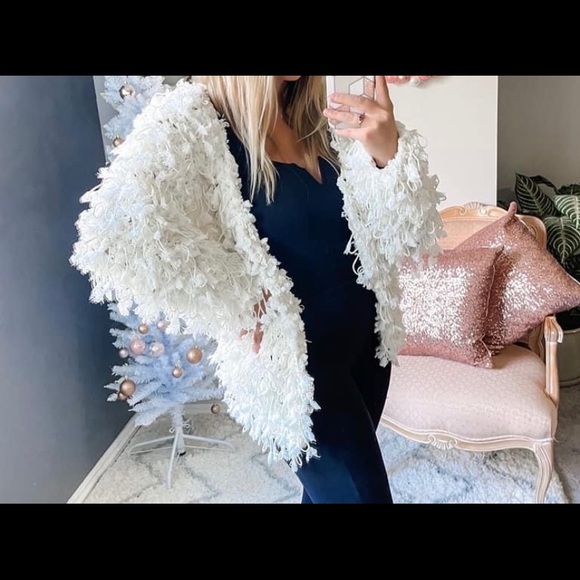 Sweet Generis Cream Shaggy Fur Knit Jacket - Picture 2 of 6